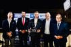 Από αριστερά: Ο αντιπρόεδρος του ΣΕΛΕΚ, Κωνσταντίνος Κοσμάς, ο ΓΓ του ΚΕΒΕ Φιλόκυπρος Ρουσουνίδης, ο Υφυπουργός Εξωτερικών Χάρης Θεοχάρης, ο πρόεδρος του ΣΕΛΕΚ Κωνσταντίνος Ντάλτας και ο Πρέσβης της Ελλάδας στην Κύπρο Κωνσταντίνος Κόλλιας.