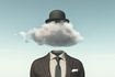 Business man with a cloud instead of head - creative idea concept. 3D render illustration