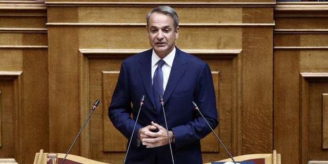 Ο Κυριάκος Μητσοτάκης στο βήμα της Βουλής