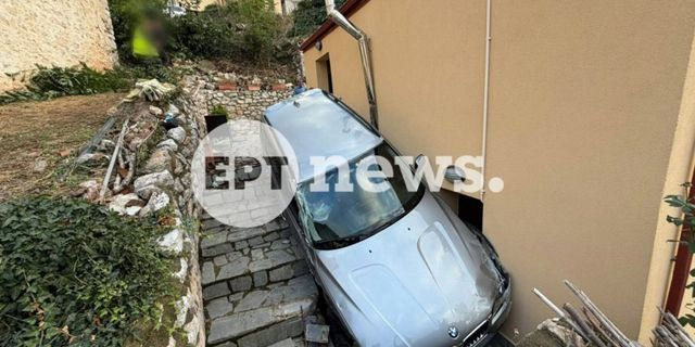 Παραλίγο τραγωδία στην Καστοριά: Αυτοκίνητο “προσγειώθηκε” σε αυλή σπιτιού
