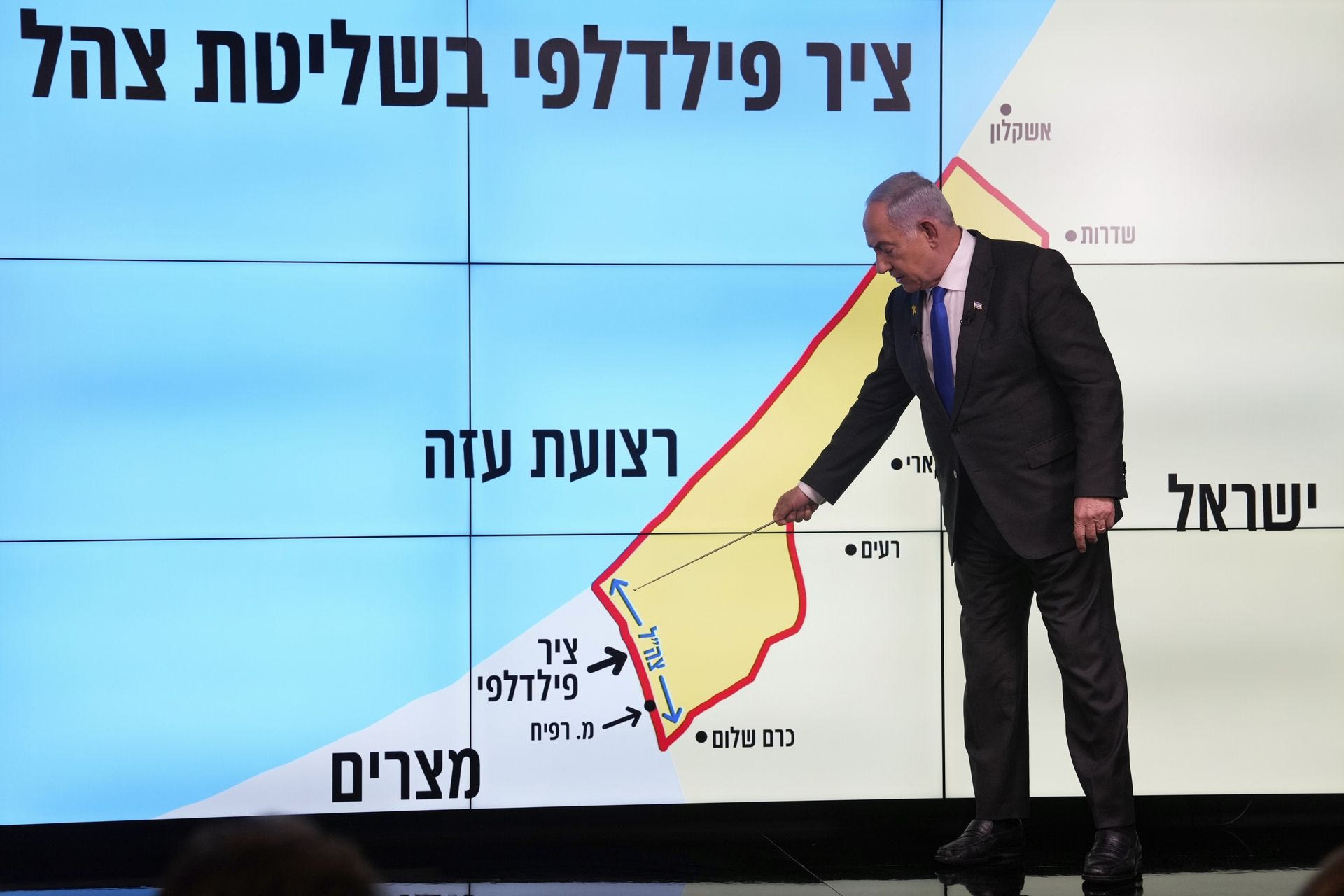 Ο Benjamin Netanyahu και χάρτης της Γάζας
