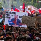 Students protest possible spending cuts and government austerity measures in Santiago, Chile, Thursday, Oct. 1, 2026