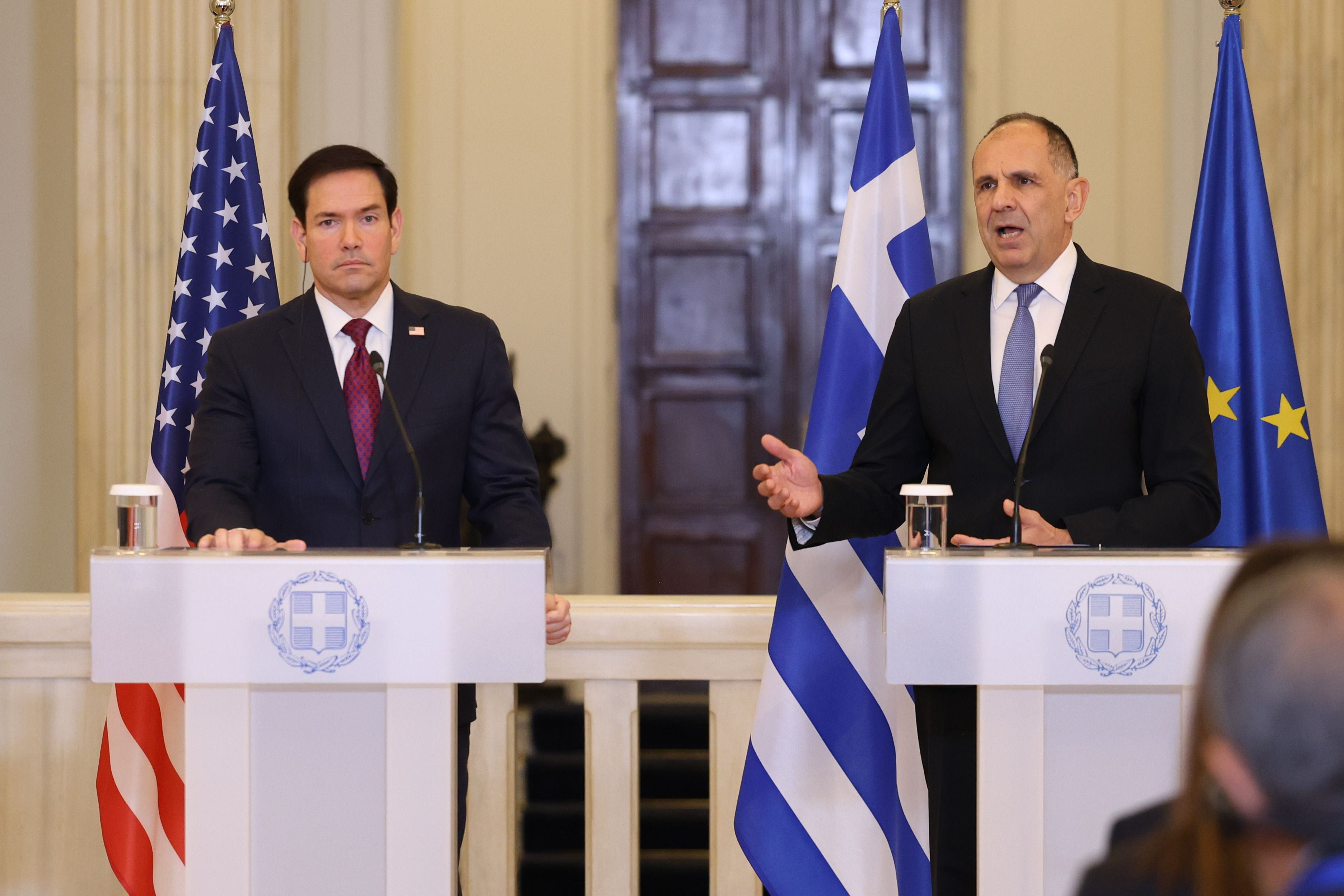 Οι κοινές δηλώσεις Γεραπετρίτη - Ρούμπιο στο Υπουργείο Εξωτερικών